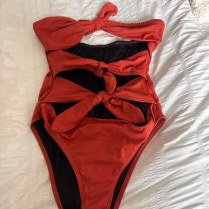 Nasty Gal one piece swimsuit tie bikini USA 4 Rust color